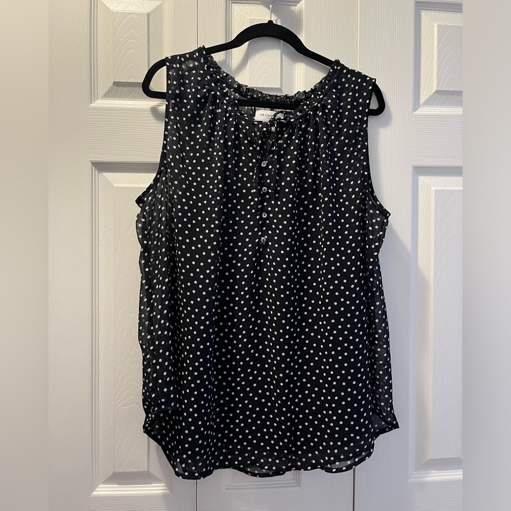 Liz Claiborne black and white polka dot tank blouse